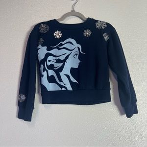 Disney Frozen II Elsa navy blue silver sequin snowflake sweatshirt  Size XS (4/5